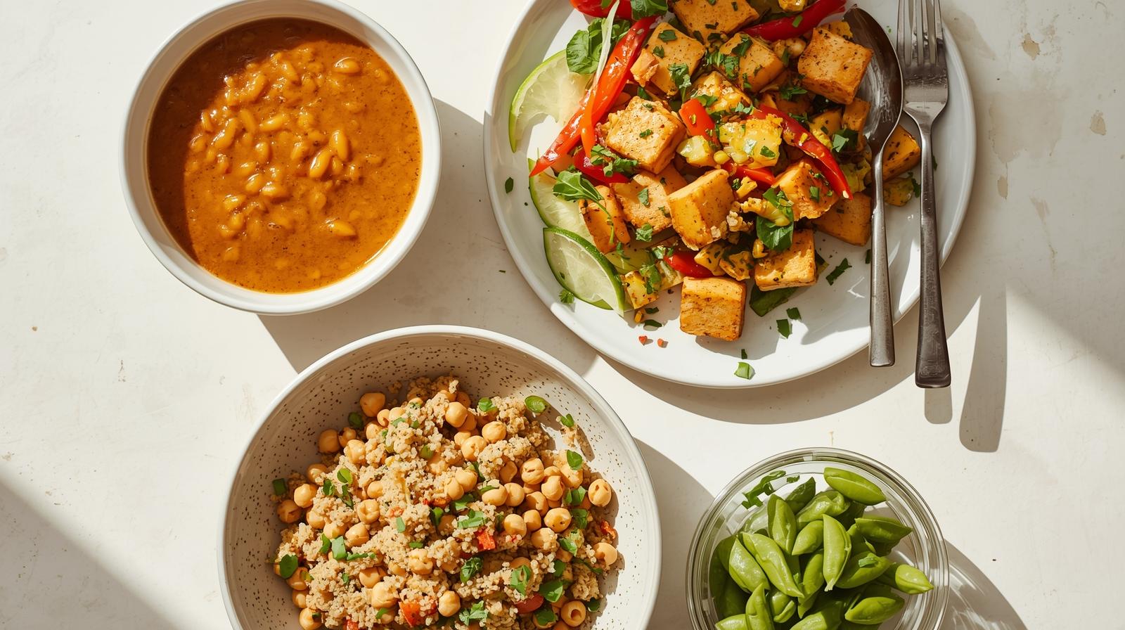 Repas constitué exclusivement de protéines végétales.