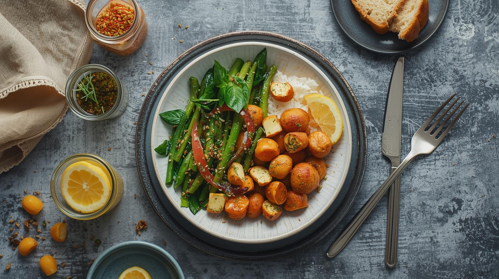 Repas adapté pour un jeûne intermittent, macronutriments, protéines, glucides et lipides.