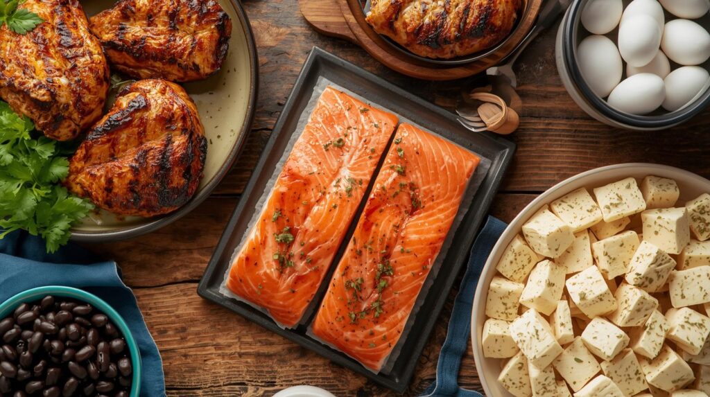 Les meilleurs aliments riches en protéines : oeufs, viande, poisson, produits laitiers, légumineuses.