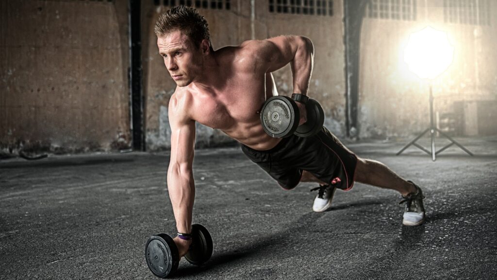 man, exercise, fitness, gym, dumbbells, workout, weightlifting, exercise, fitness, supersets musculation.
